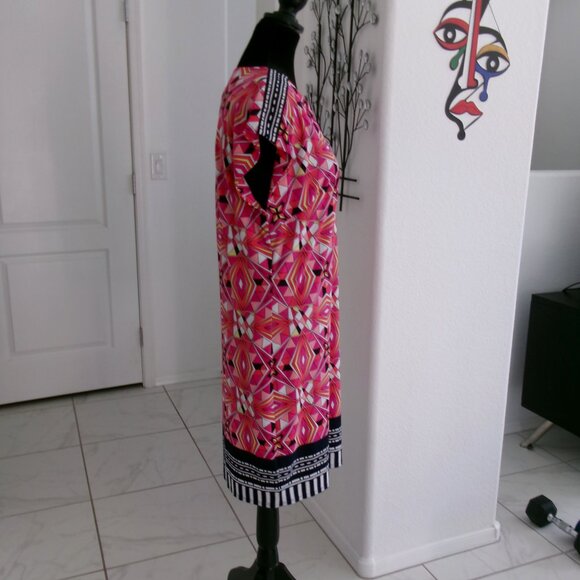 Laundry Shelli Segal Pucci Inspired Print Sheath Dress S Bright Pink Navy Blue - Picture 4 of 13